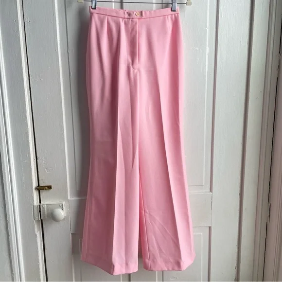 Vintage 70s Bubblegum Pink Dagger Collar Leisure Suit, 4-Pocket Jacket - Picture 8 of 11